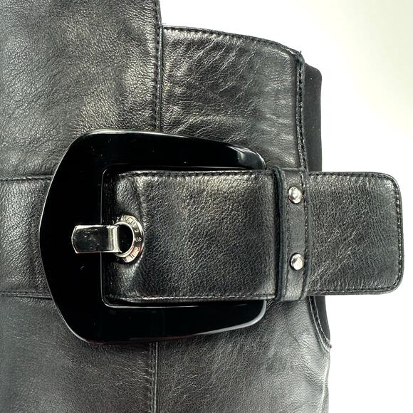 Stuart Weitzman Black Over The Knee Tall Boot Block Heels Platform Sz 5M Leather - Picture 10 of 13